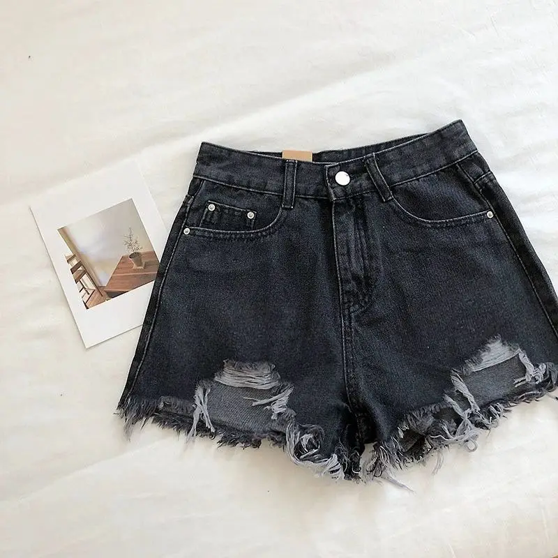 White Ripped Denim Shorts Women Loose Fit Summer - Image 5