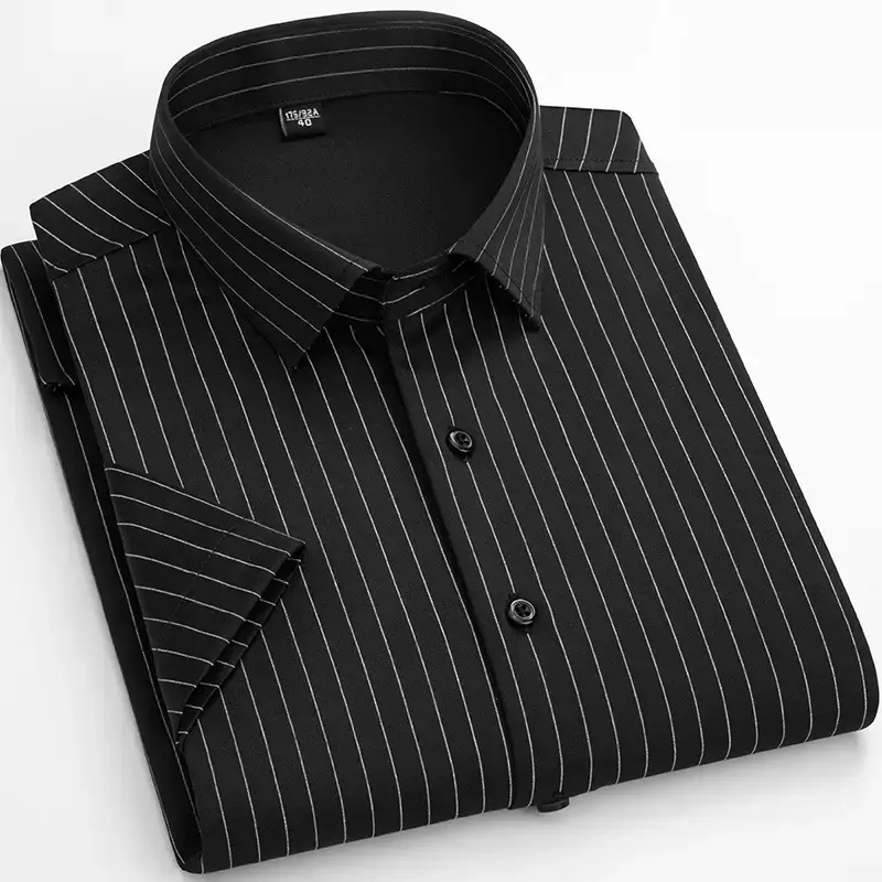 Men Cotton Striped Shirt Light Blue Square Neck - Image 11