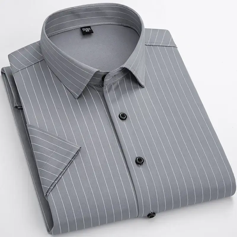 Men Cotton Striped Shirt Light Blue Square Neck - Image 12