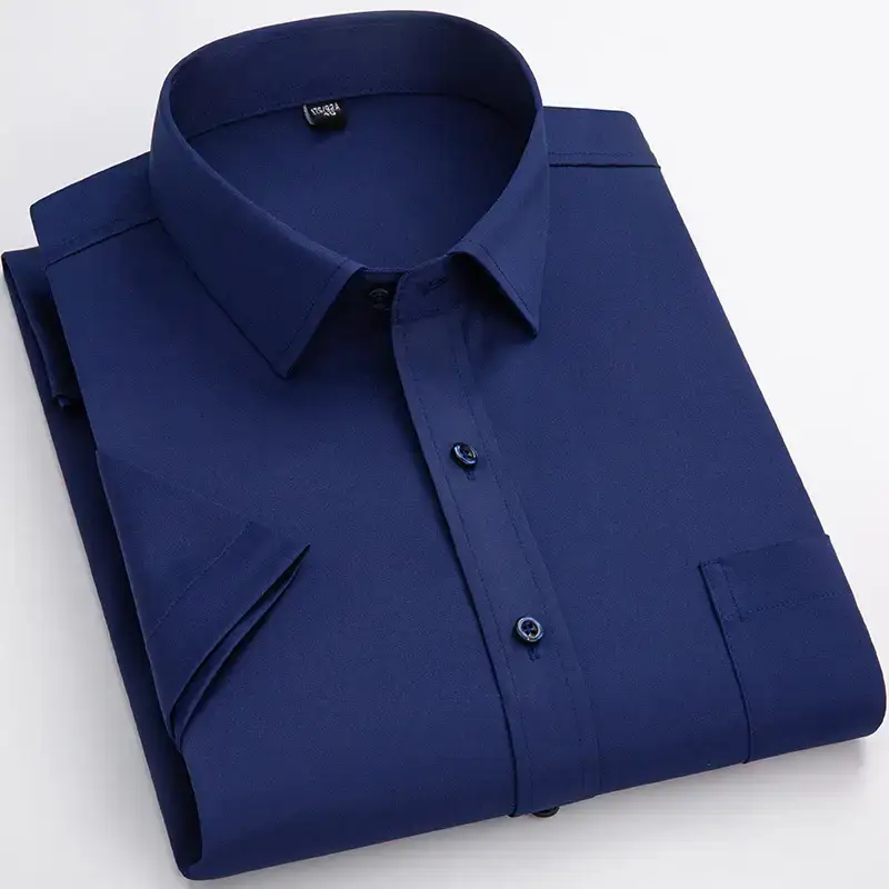 Men Cotton Striped Shirt Light Blue Square Neck - Image 2