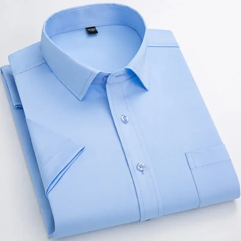 Men Cotton Striped Shirt Light Blue Square Neck - Image 3