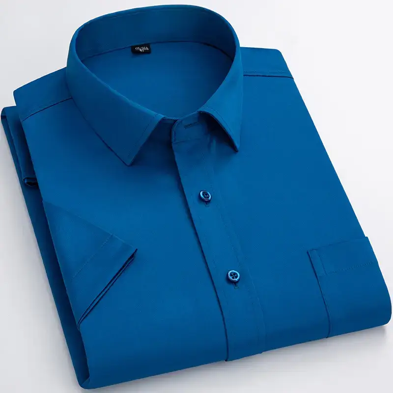 Men Cotton Striped Shirt Light Blue Square Neck - Image 4