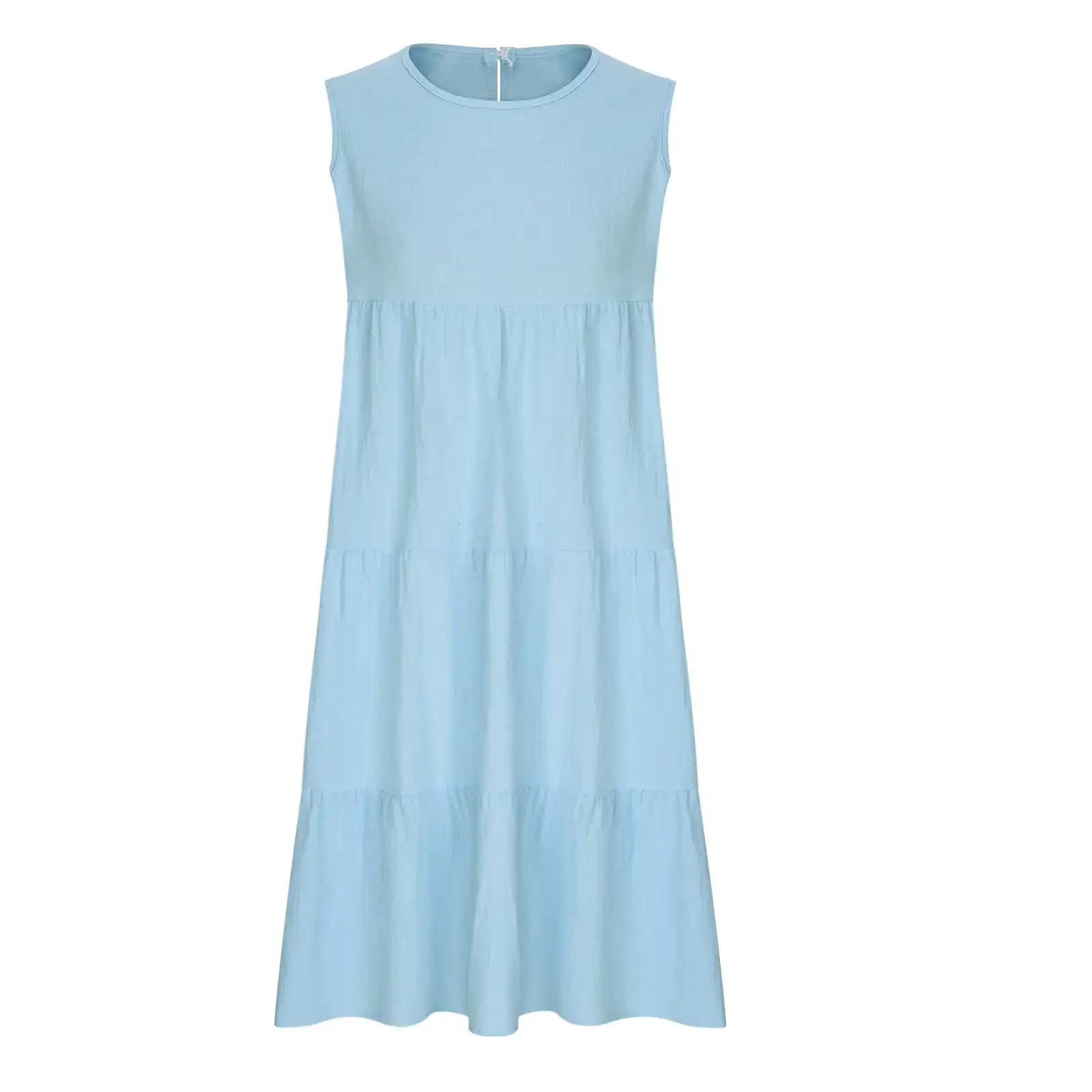 Women Cotton Linen Sleeveless Patchwork Dress Pink — feature 10