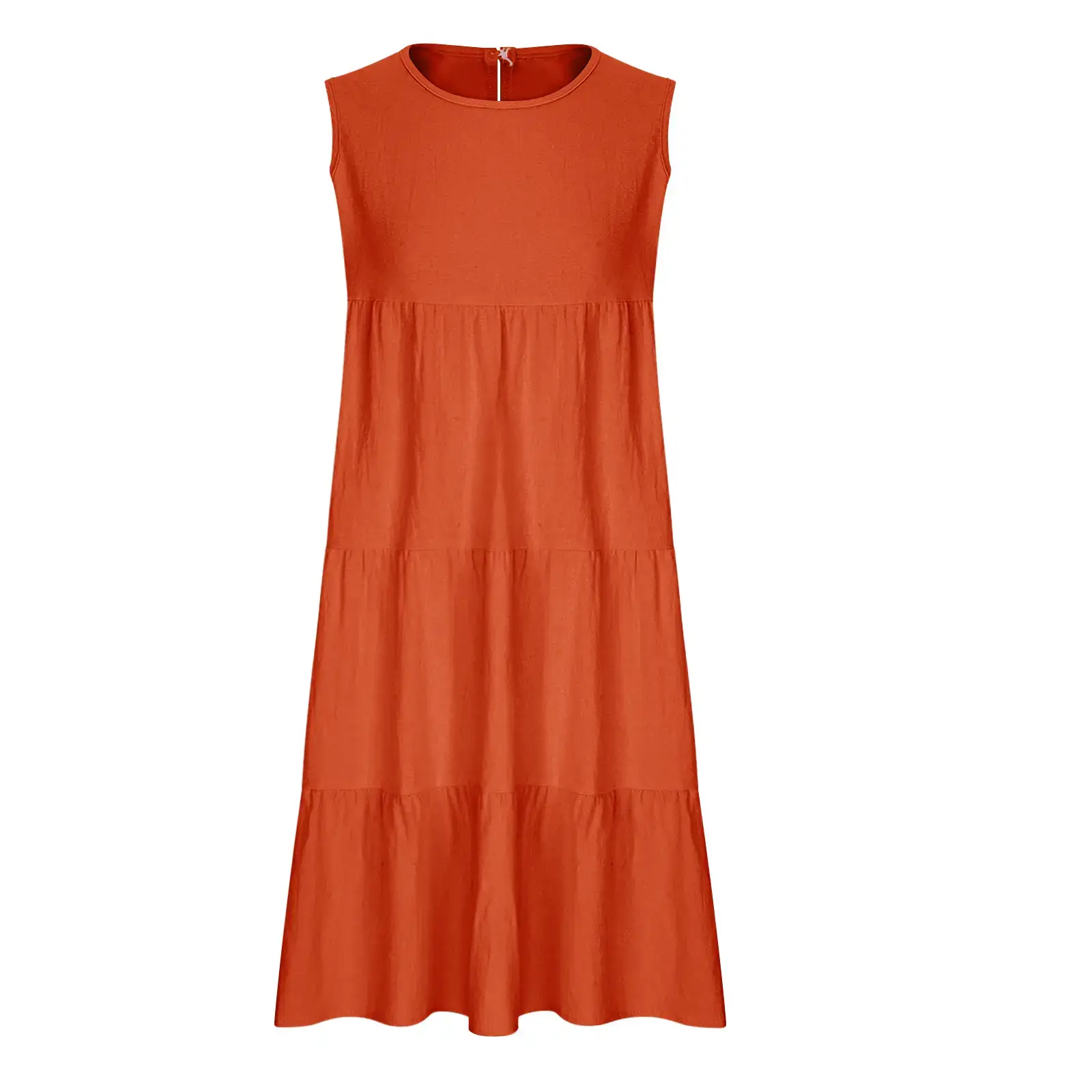 Women Cotton Linen Sleeveless Patchwork Dress Pink — feature 15