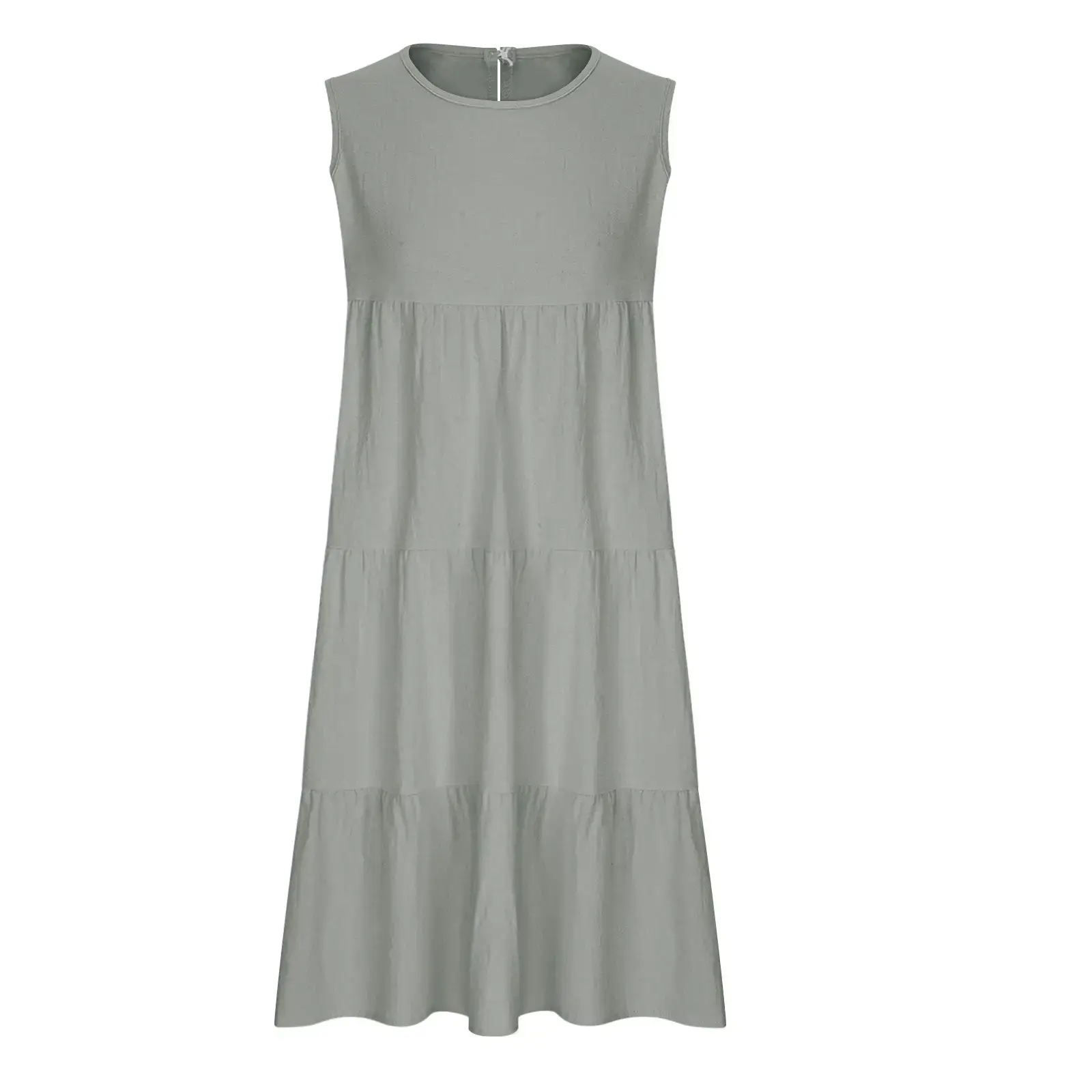 Women Cotton Linen Sleeveless Patchwork Dress Pink — feature 20