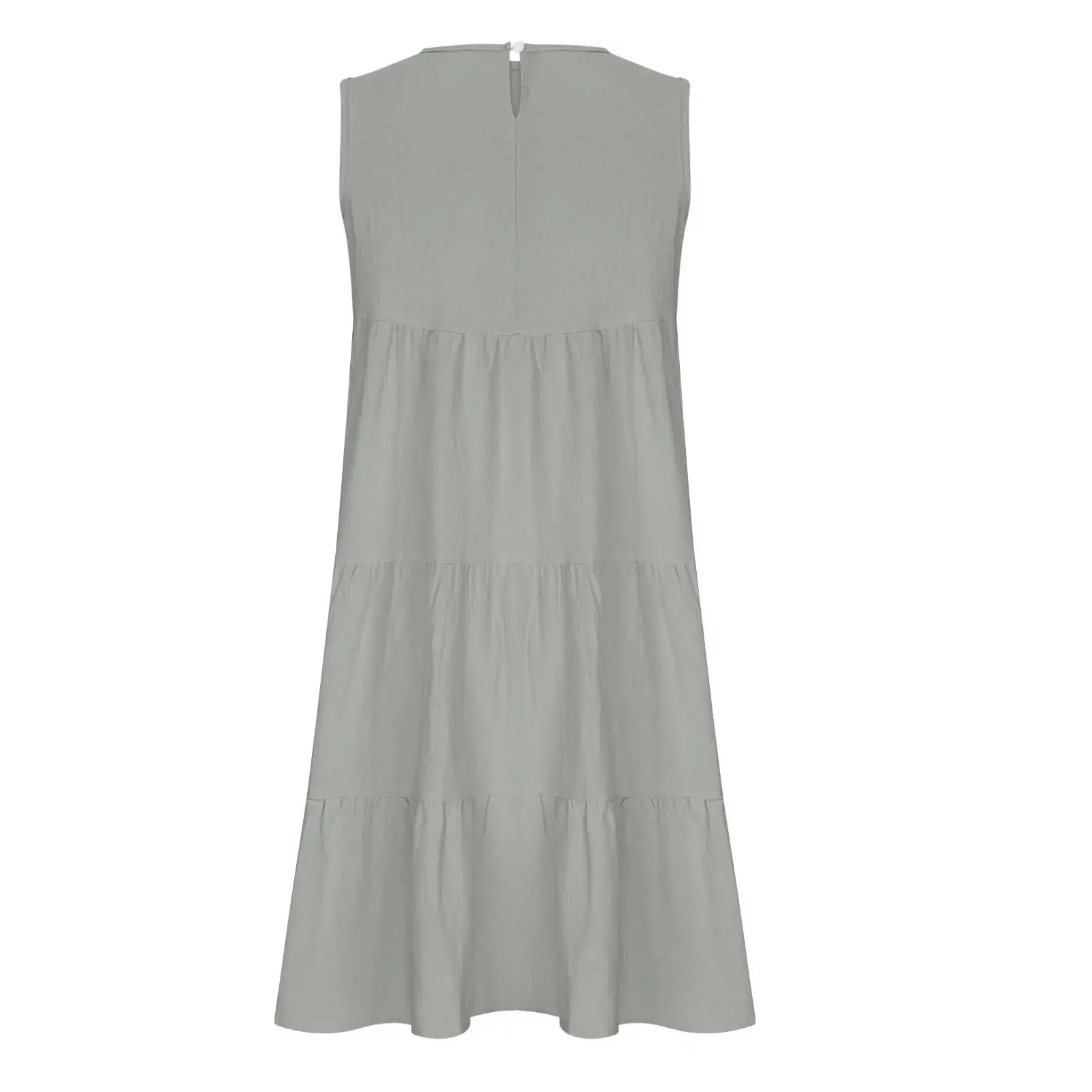 Women Cotton Linen Sleeveless Patchwork Dress Pink — feature 21