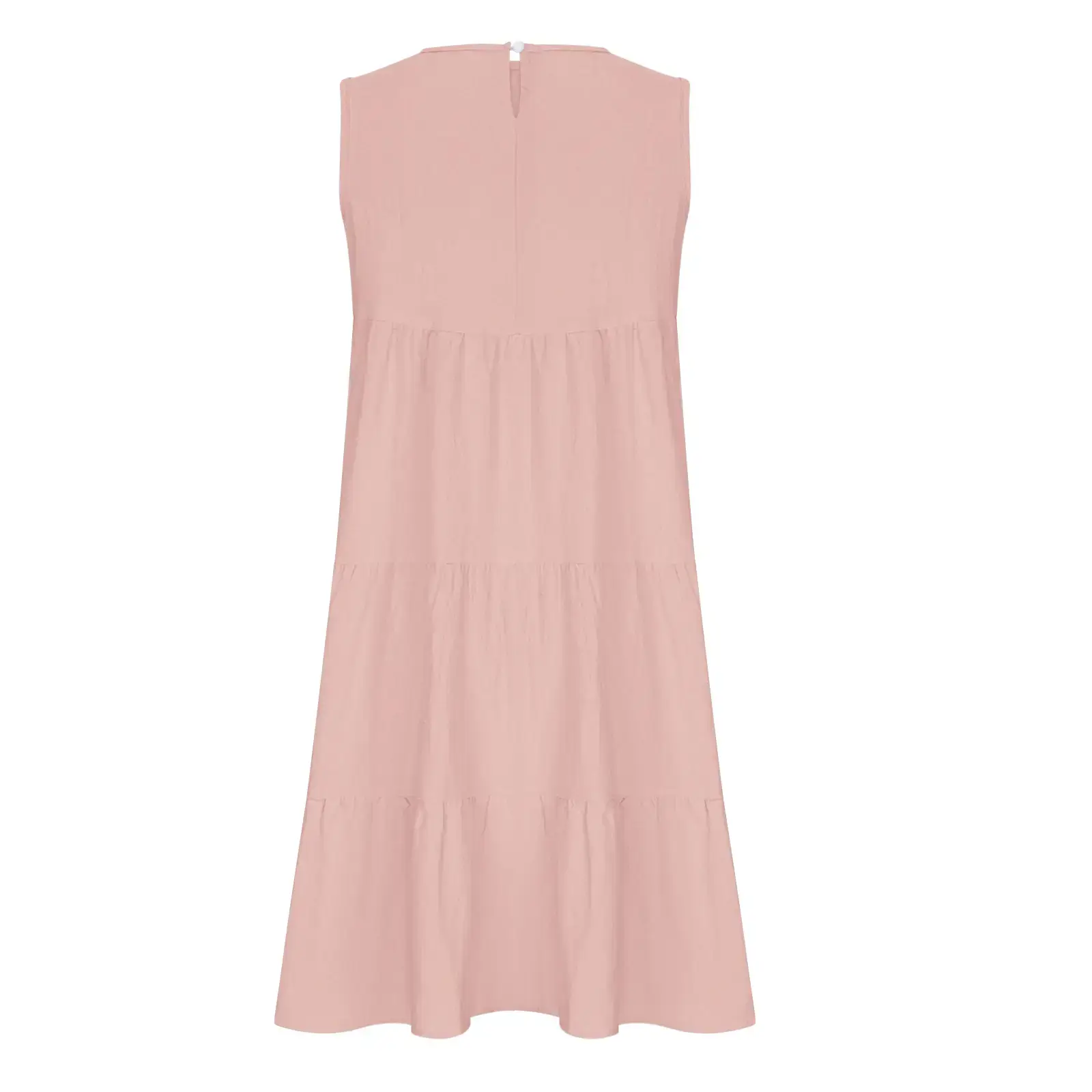 Women Cotton Linen Sleeveless Patchwork Dress Pink — feature 26