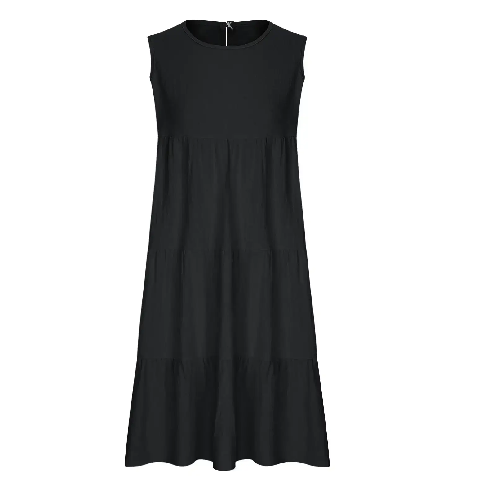 Women Cotton Linen Sleeveless Patchwork Dress Pink — feature 36