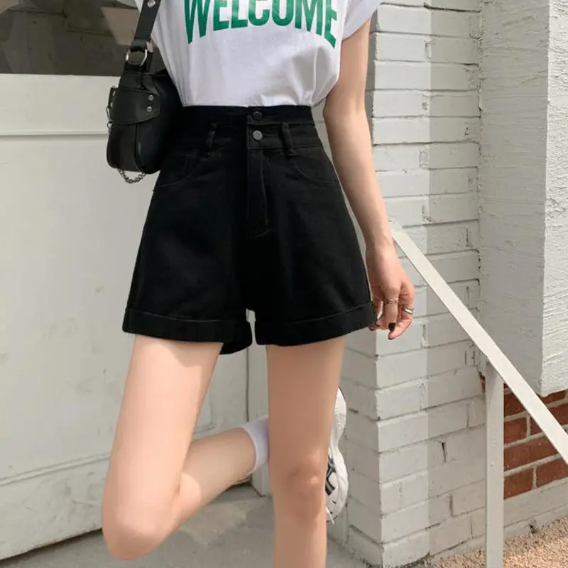 Women Denim Shorts Summer 2021 Loose Wide Leg Slimming - Image 6