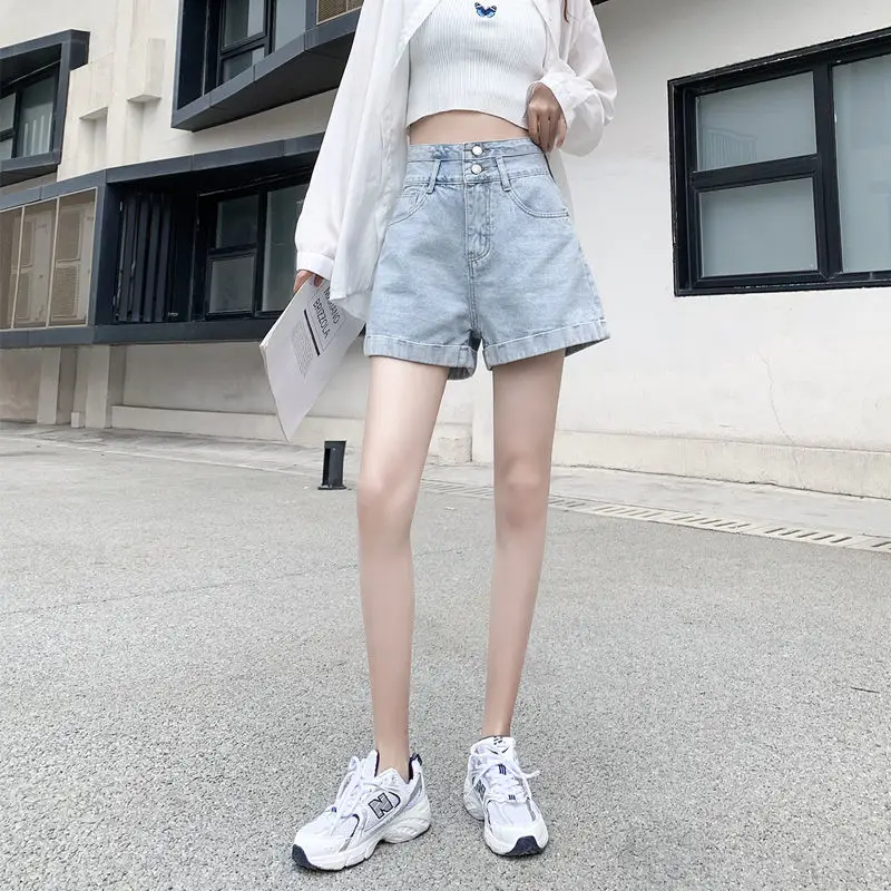 Women Denim Shorts Summer 2021 Loose Wide Leg Slimming - Image 3