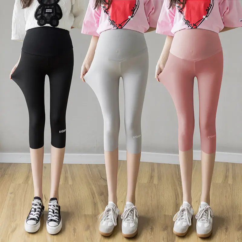 Maternity Slim Fitting Leggings with Belly Support for Summer - Image 7