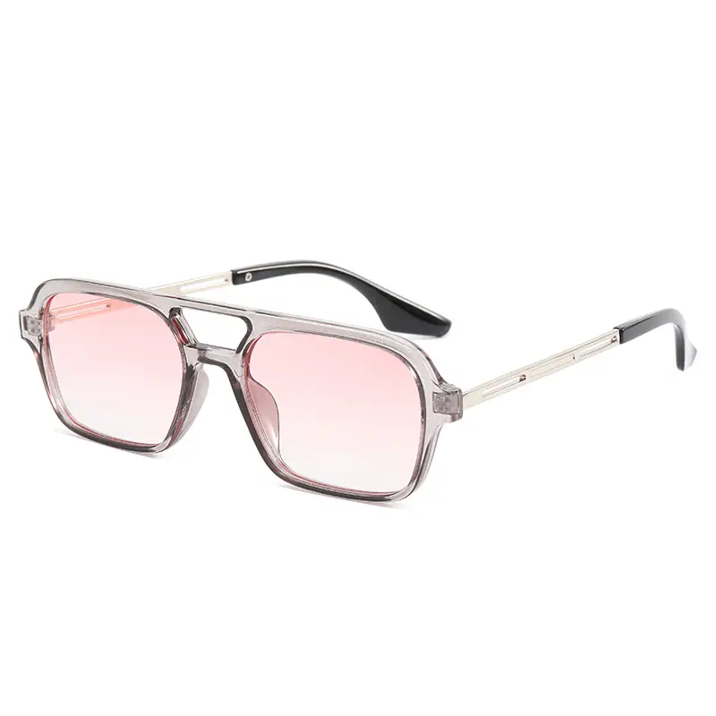 Women Sunglasses Black Double Beam Hollow 9315
