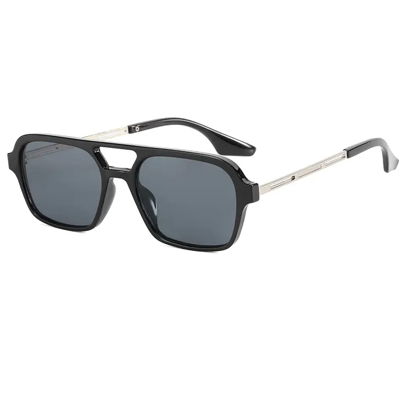 Women Sunglasses Black Double Beam Hollow 9315