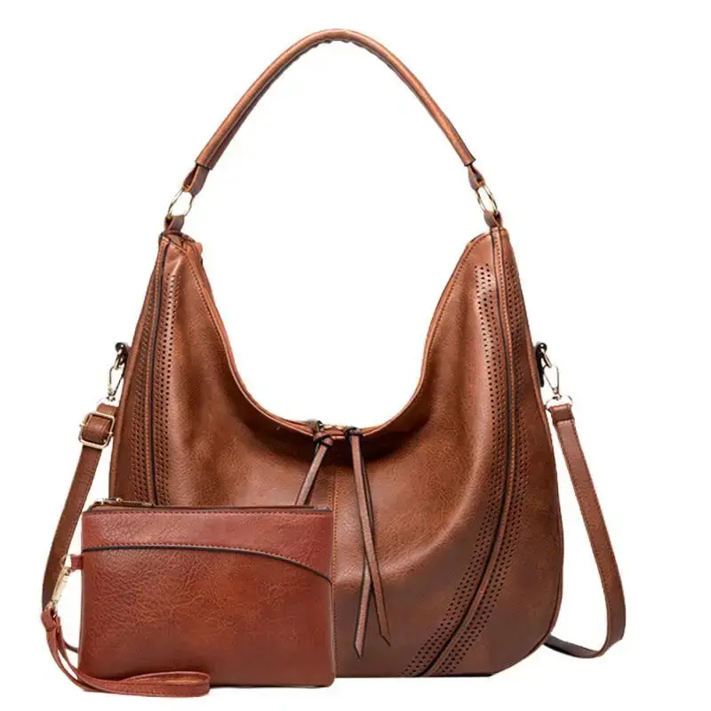 Women's Brown Leather Shoulder Bag 2021 Large Capacity