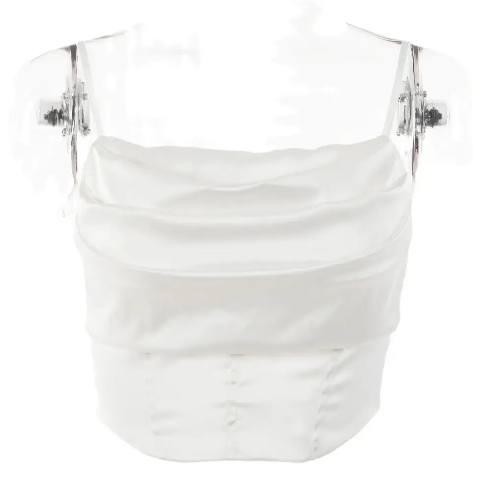 White Backless Collar T-Shirt with Adjustable Suspension