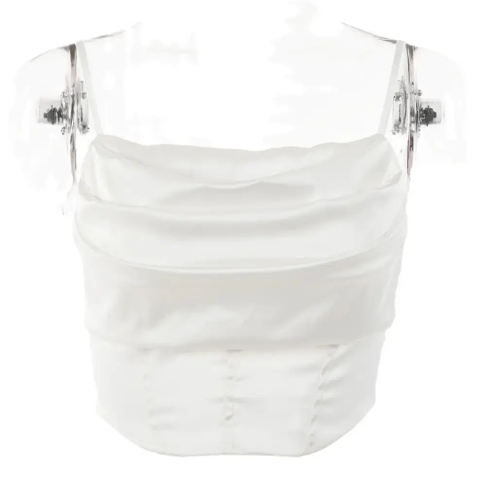 White Backless Collar T-Shirt with Adjustable Suspension