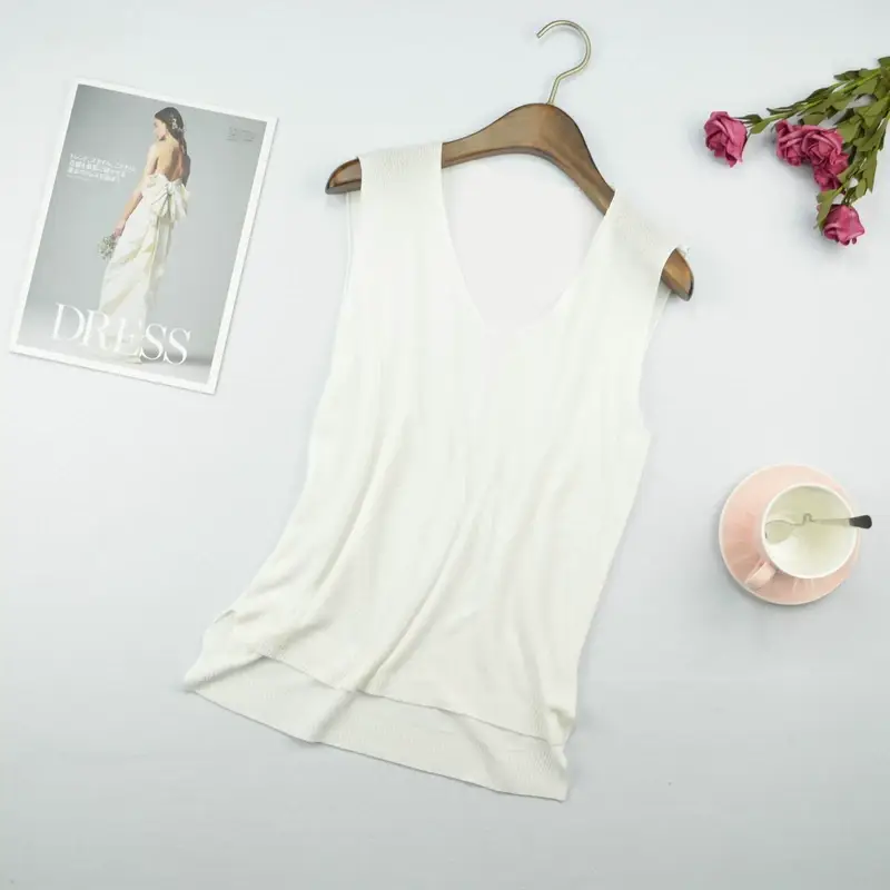 Women Knitted Sleeveless Vest Olive Green Spring Summer — feature 11