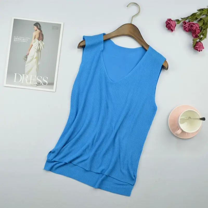 Women Knitted Sleeveless Vest Olive Green Spring Summer — feature 14
