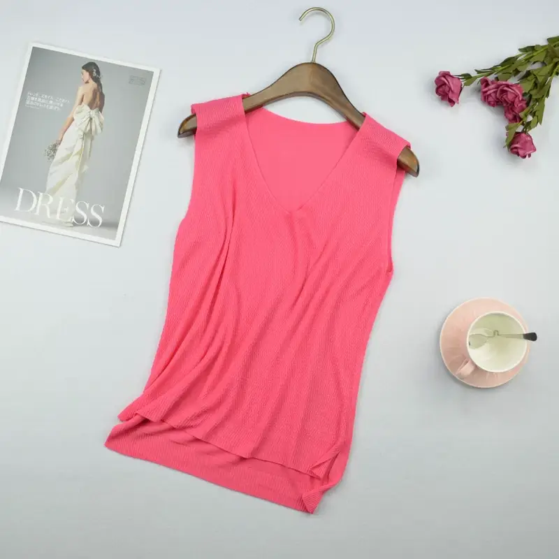 Women Knitted Sleeveless Vest Olive Green Spring Summer — feature 7