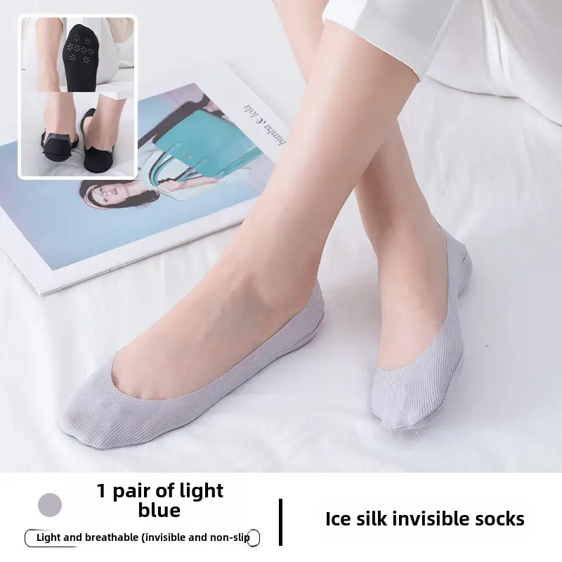 Baonasi Socks Women's Spring and Summer Shallow Mouth Invisible Socks Low-Cut Boat Socks Can Be Cut at Will Ice Silk Boat Socks Women's Non-Falling Socks
