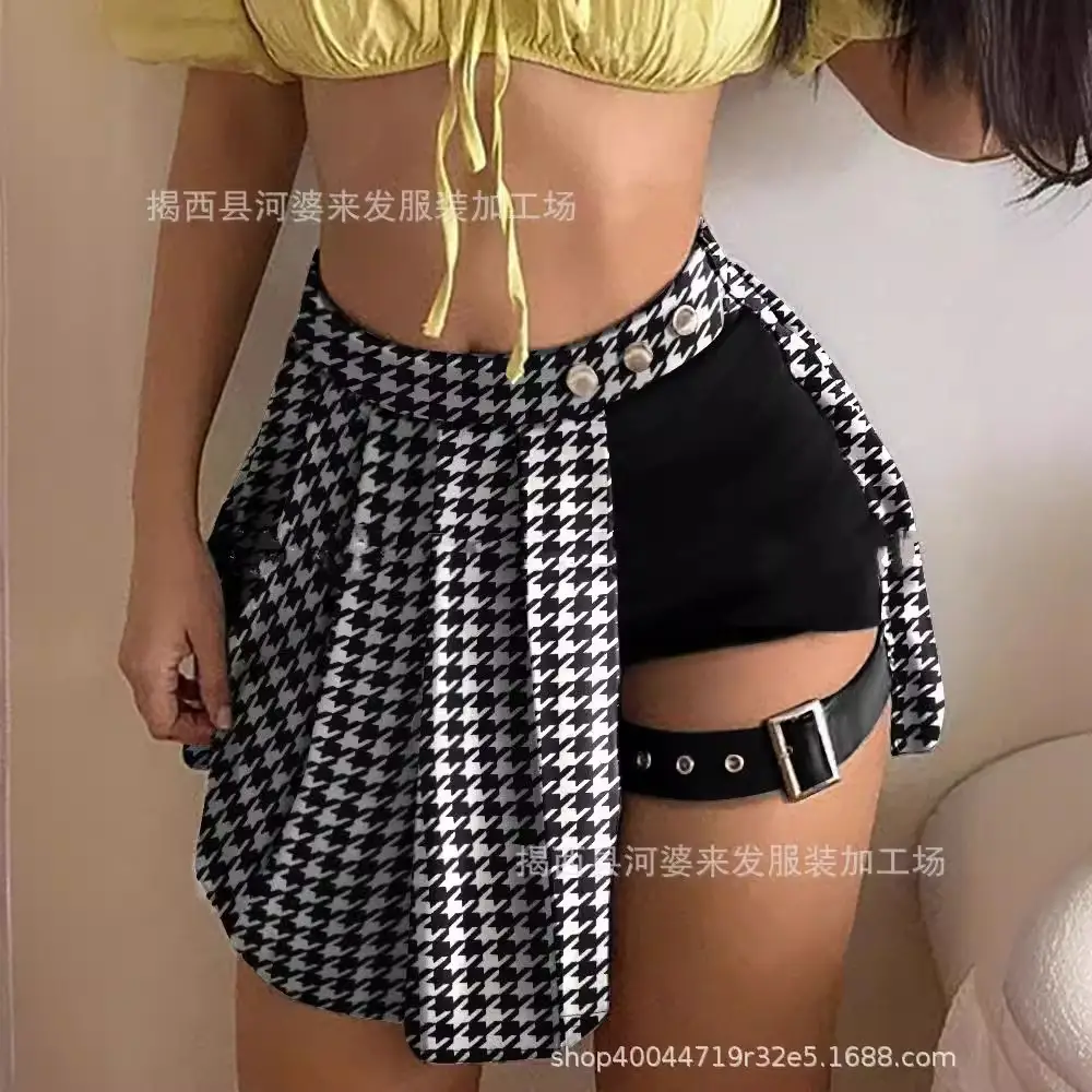 2024 Women's Black Button Asymmetric Shorts European Style - Image 4
