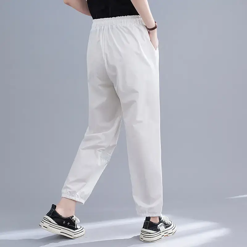 Women's Extra Large Harem Pants Black White Loose Leg Tie - Image 4