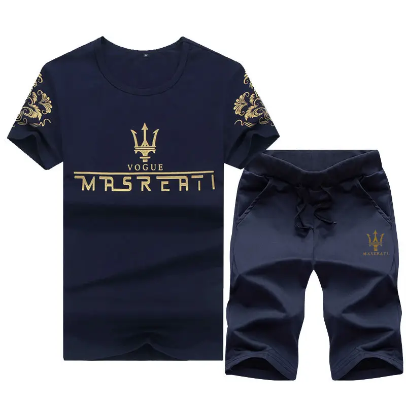 2026 Men's Navy Printed T-Shirt & Pants Set - Image 2