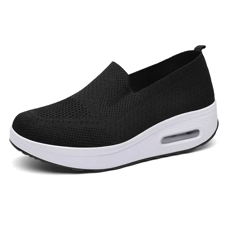 Air Cushion Rocking Mesh Shoes Cross-border Wholesale Women's 2023 Summer Flying Weaving Breathable Casual Shoes Wholesale Slip-on Women's Shoes - Image 2