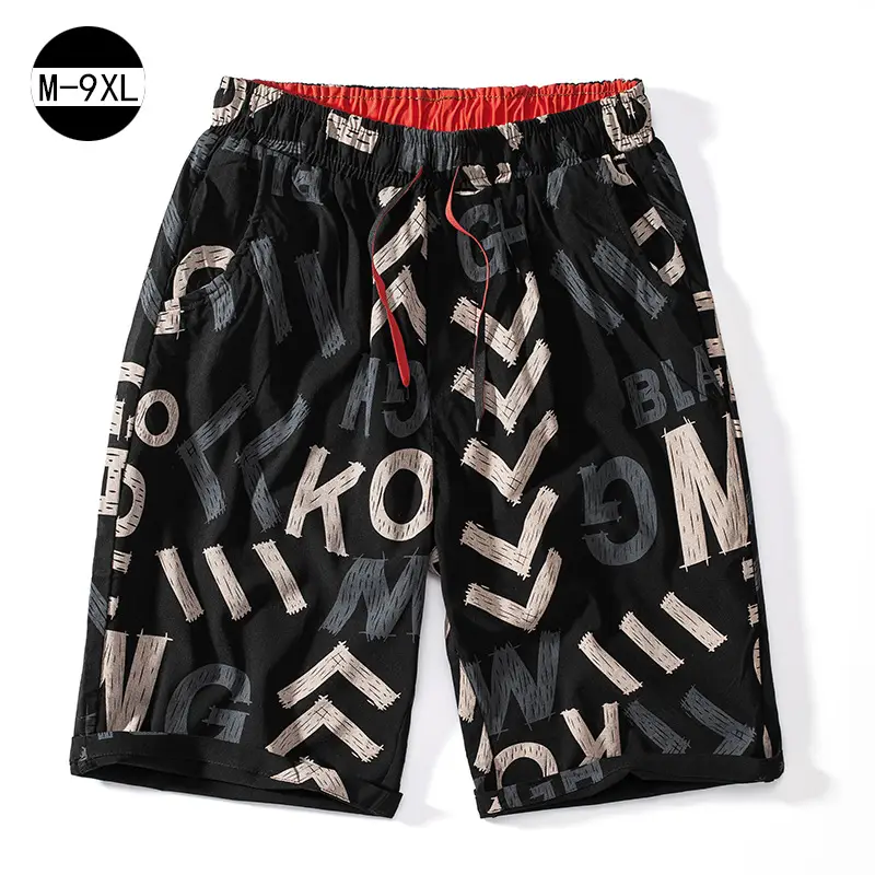 Men's Printed Loose Summer Shorts Black Plus Size - Image 3