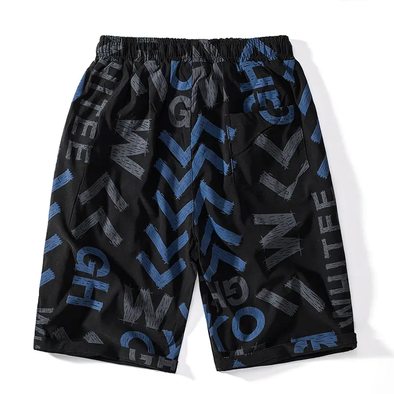Men's Printed Loose Summer Shorts Black Plus Size - Image 5