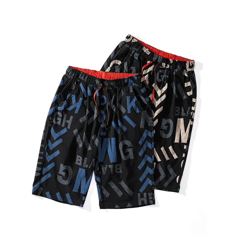 Men's Printed Loose Summer Shorts Black Plus Size - Image 7