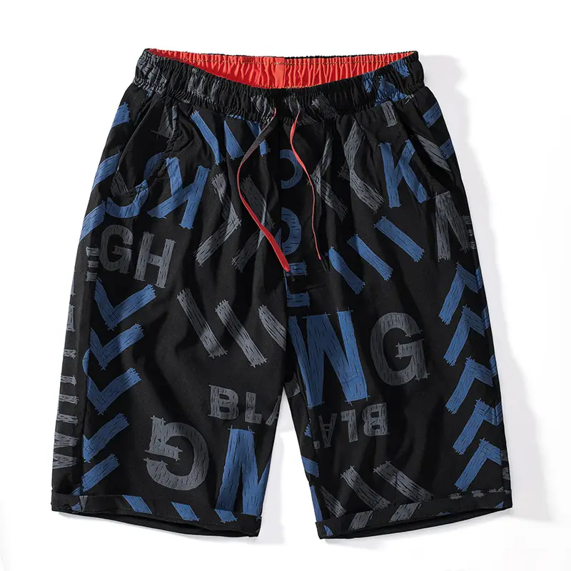 Men's Printed Loose Summer Shorts Black Plus Size - Image 2