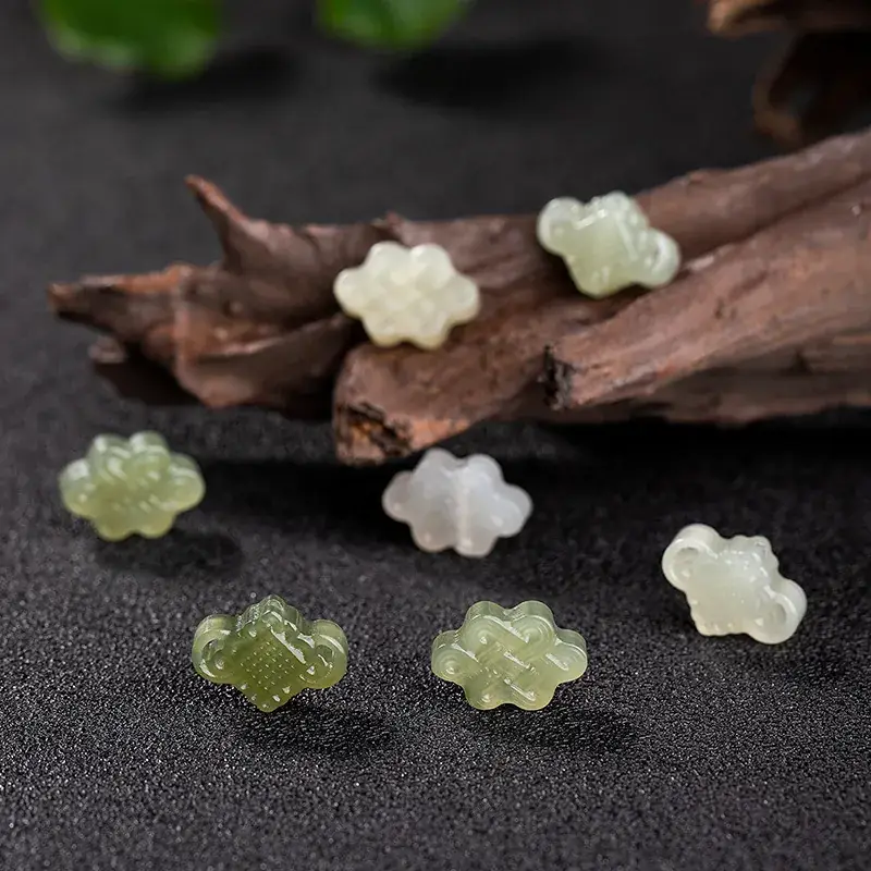 Natural Hetian Jade Water Green Blue White Jade Connect Earrings - Image 4