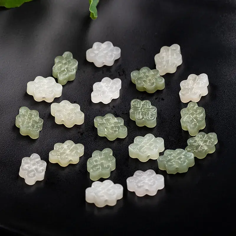 Natural Hetian Jade Water Green Blue White Jade Connect Earrings - Image 5