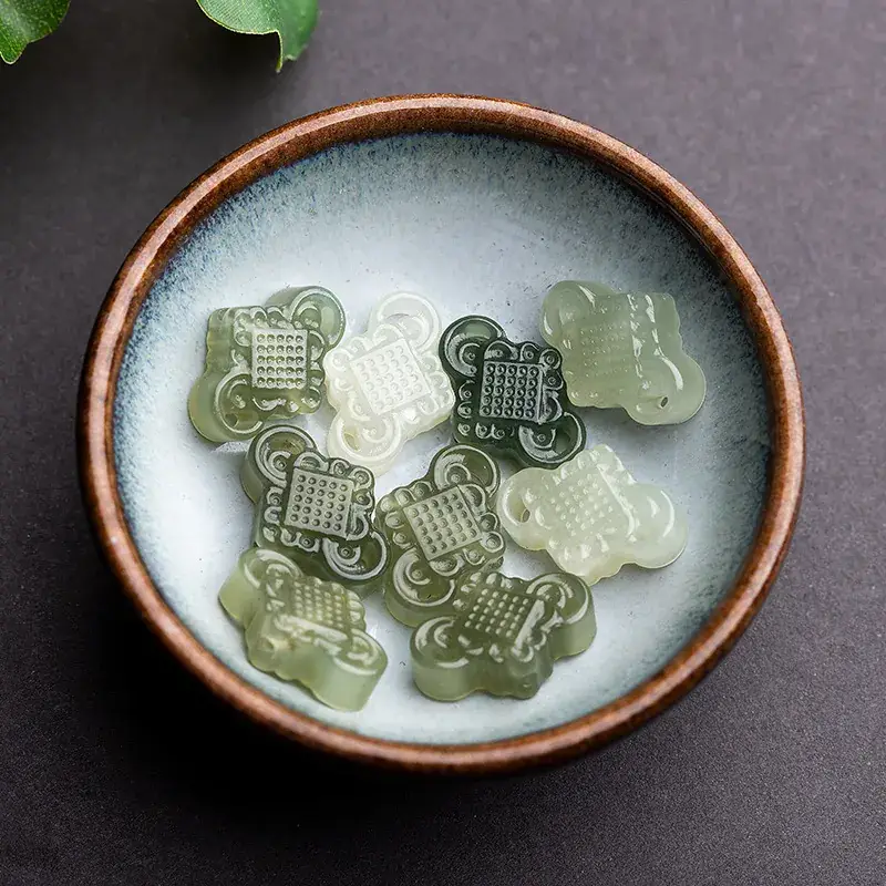 Natural Hetian Jade Water Green Blue White Jade Connect Earrings - Image 6