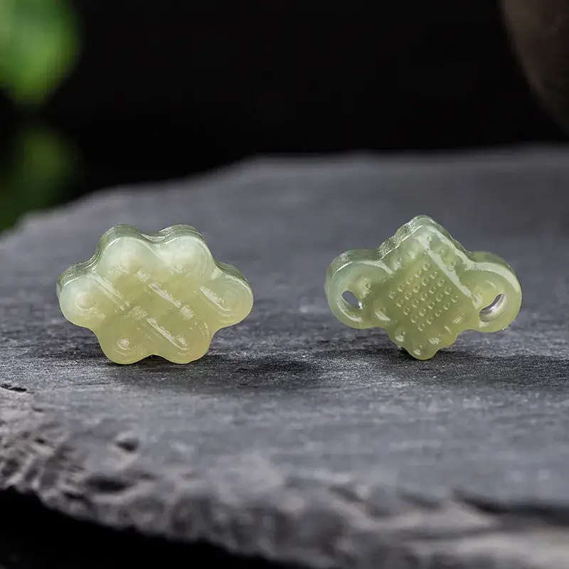 Natural Hetian Jade Water Green Blue White Jade Connect Earrings