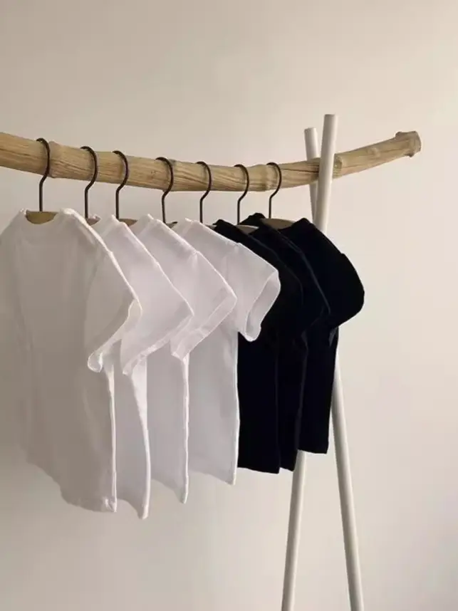 Kids Short Sleeve T-Shirt Cotton White Black Round Neck