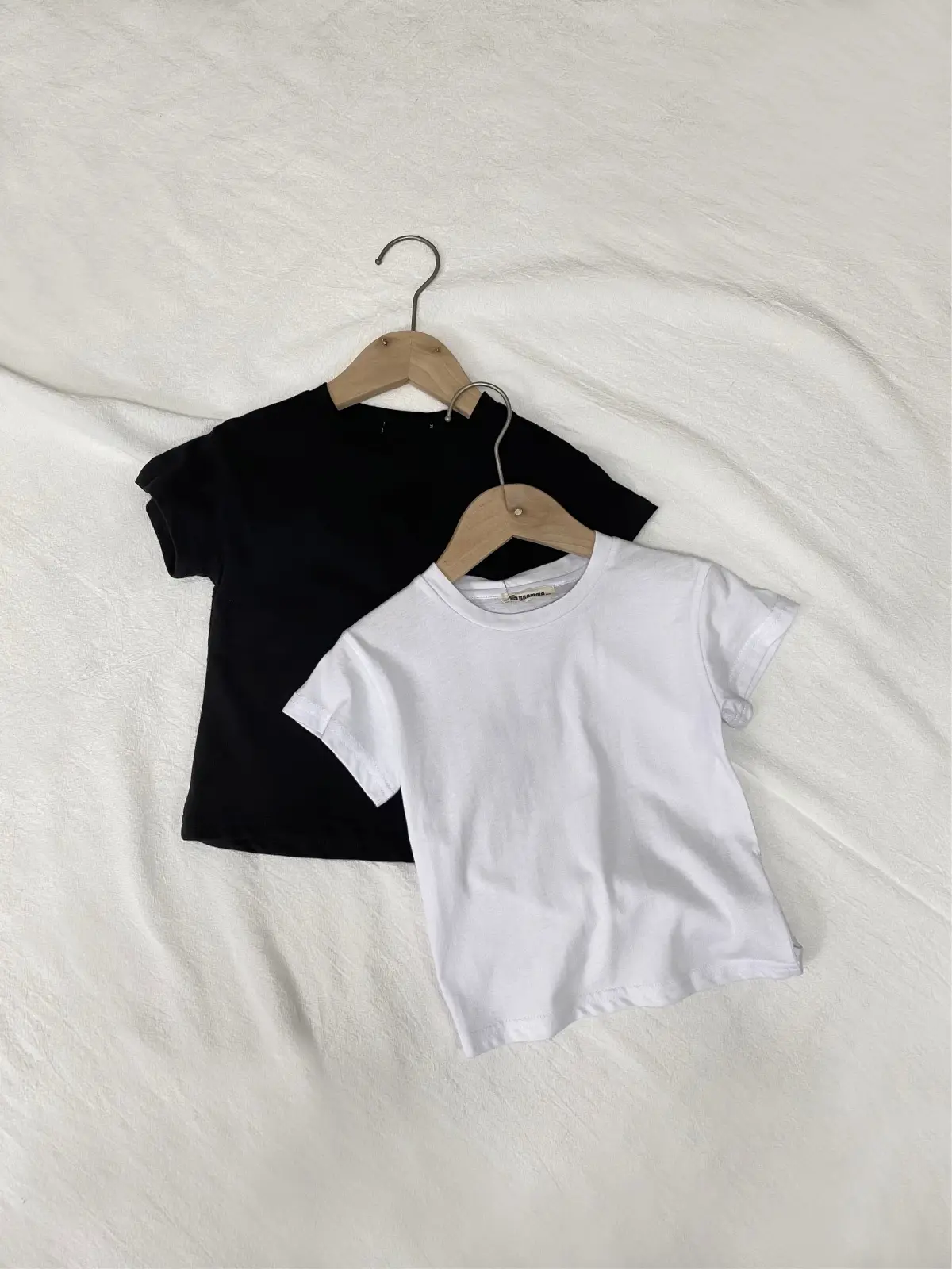 Kids Short Sleeve T-Shirt Cotton White Black Round Neck