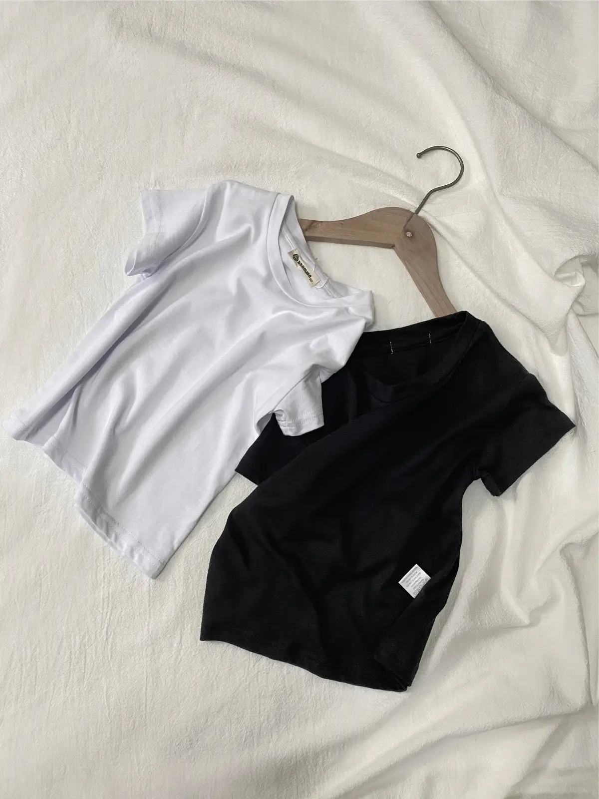Kids Short Sleeve T-Shirt Cotton White Black Round Neck