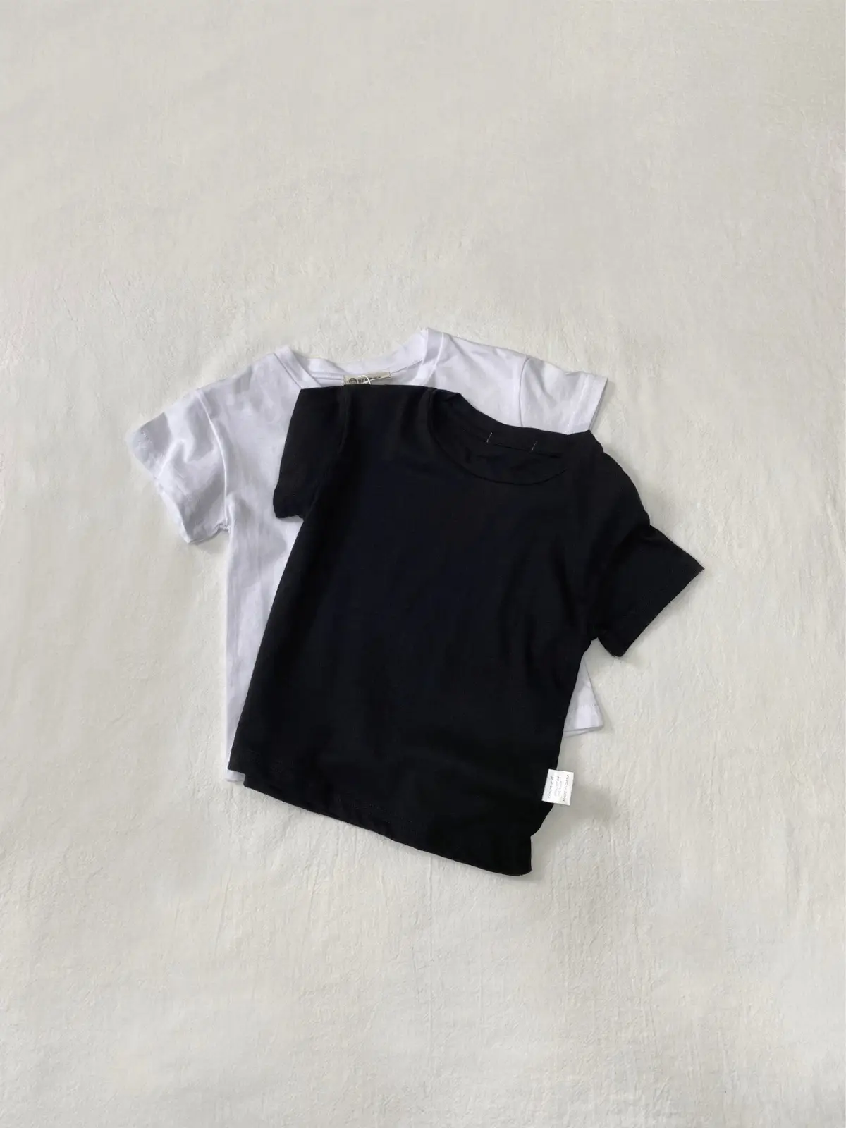 Kids Short Sleeve T-Shirt Cotton White Black Round Neck