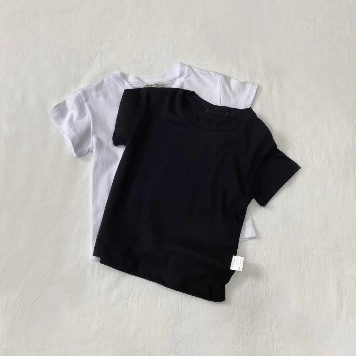 Kids Short Sleeve T-Shirt Cotton White Black Round Neck — feature 11