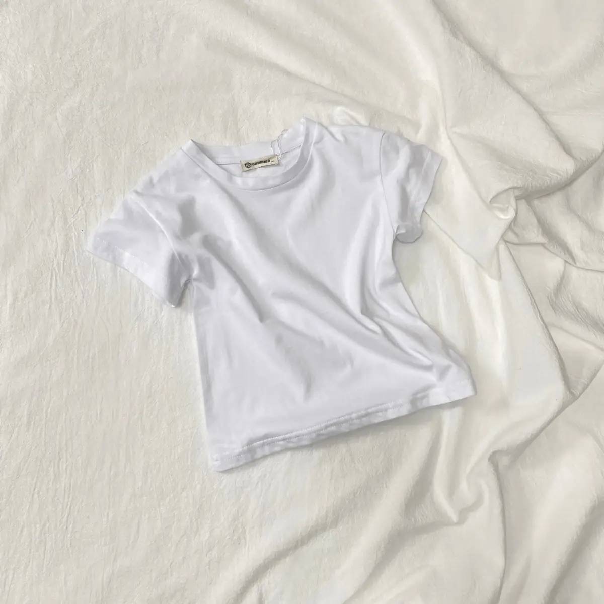 Kids Short Sleeve T-Shirt Cotton White Black Round Neck — feature 13
