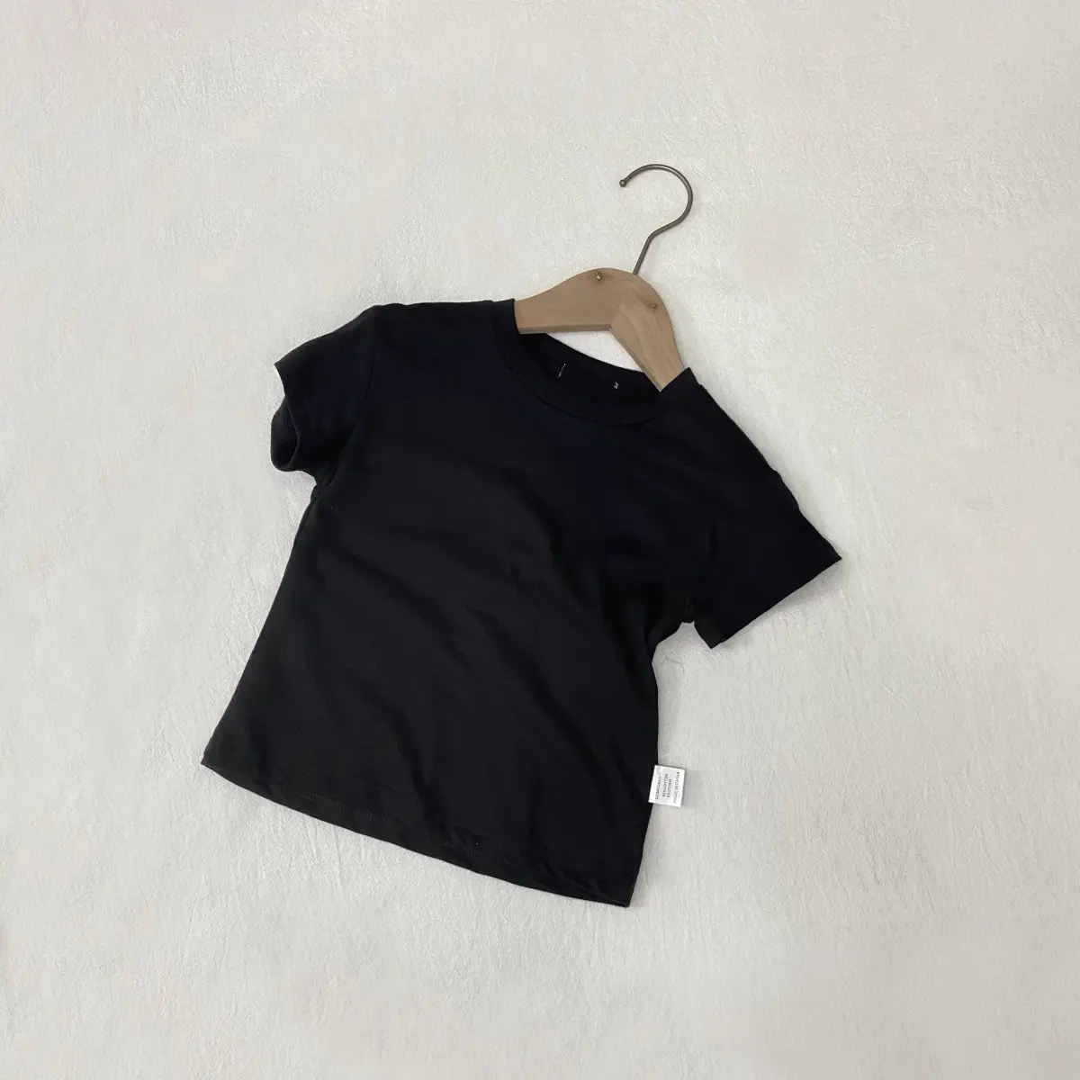 Kids Short Sleeve T-Shirt Cotton White Black Round Neck — feature 15