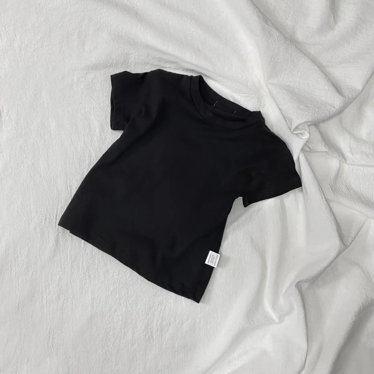 Kids Short Sleeve T-Shirt Cotton White Black Round Neck — feature 16