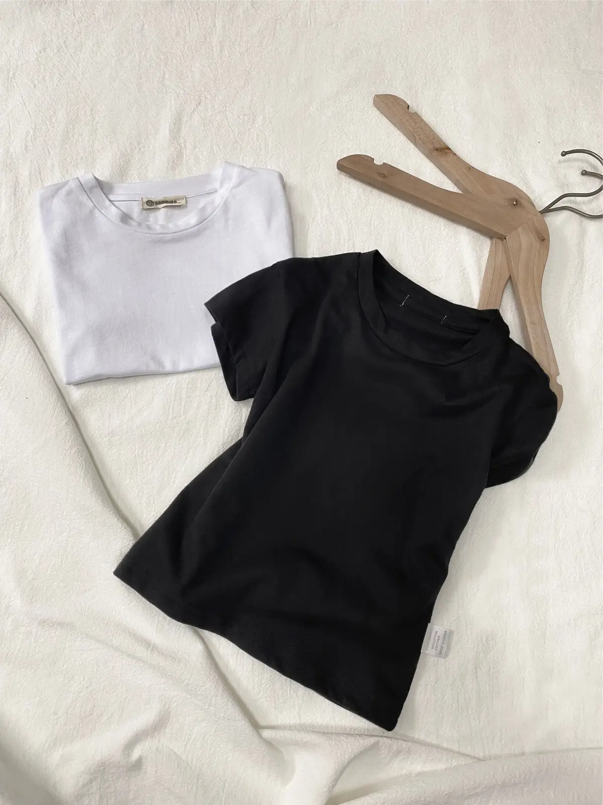 Kids Short Sleeve T-Shirt Cotton White Black Round Neck — feature 18