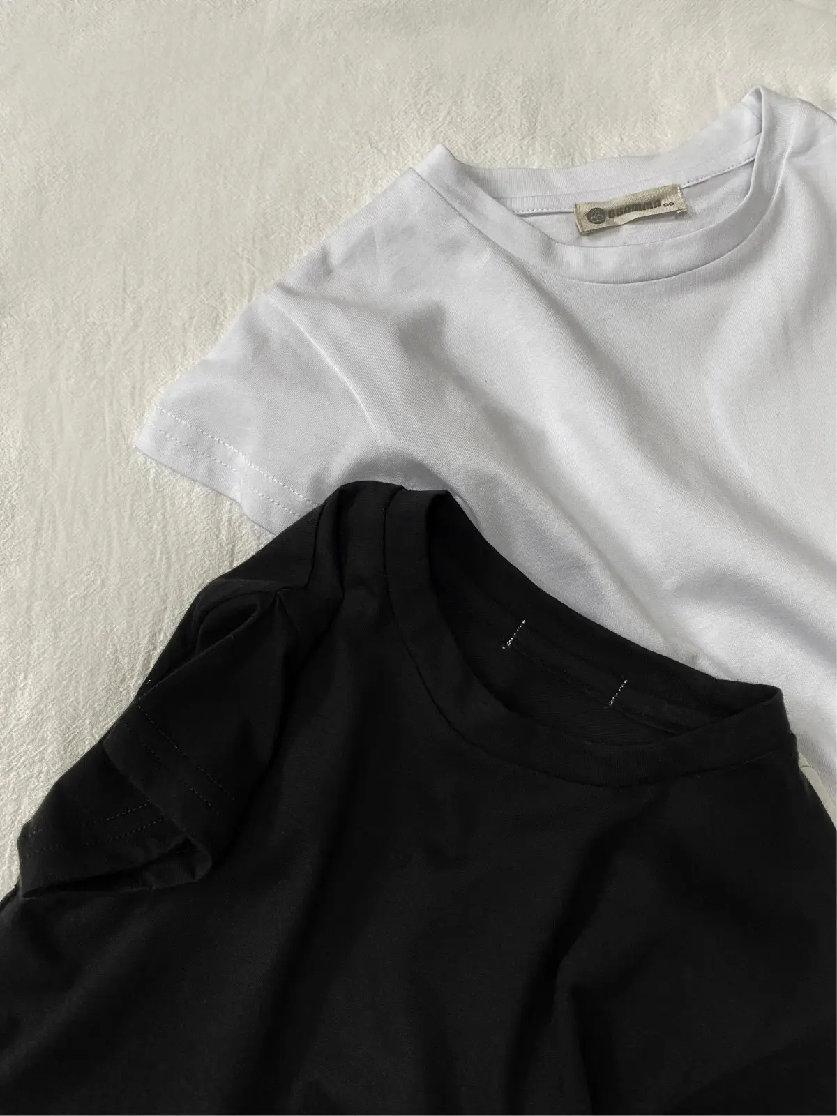 Kids Short Sleeve T-Shirt Cotton White Black Round Neck — feature 20