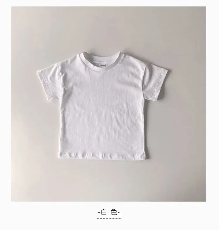 Kids Short Sleeve T-Shirt Cotton White Black Round Neck — feature 5