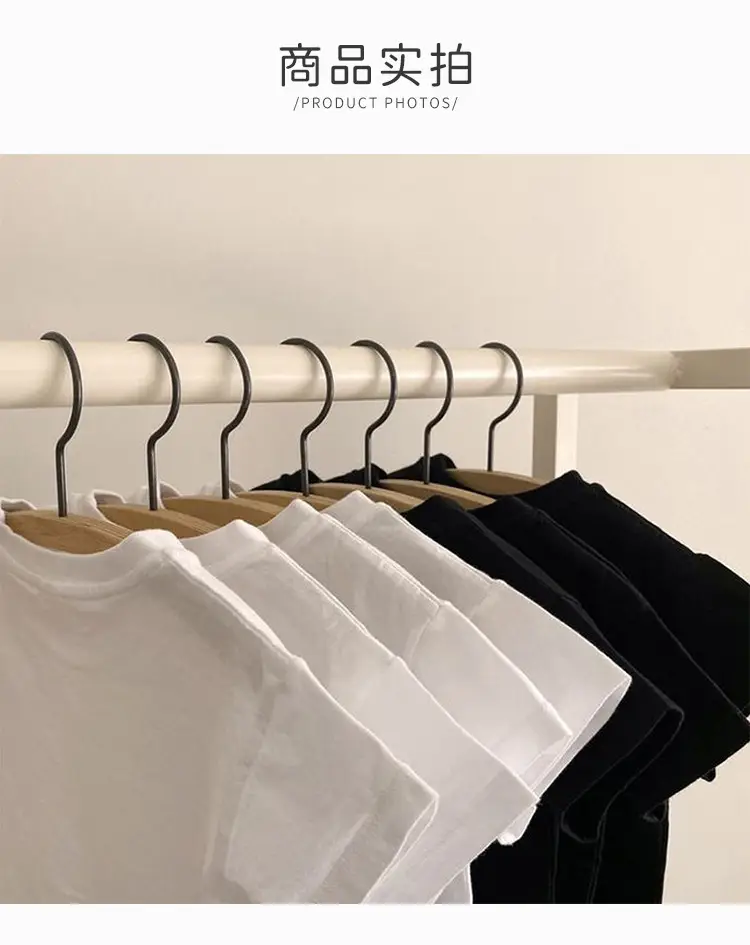Kids Short Sleeve T-Shirt Cotton White Black Round Neck — feature 6