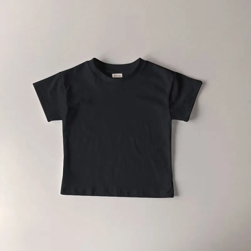 Kids Short Sleeve T-Shirt Cotton White Black Round Neck