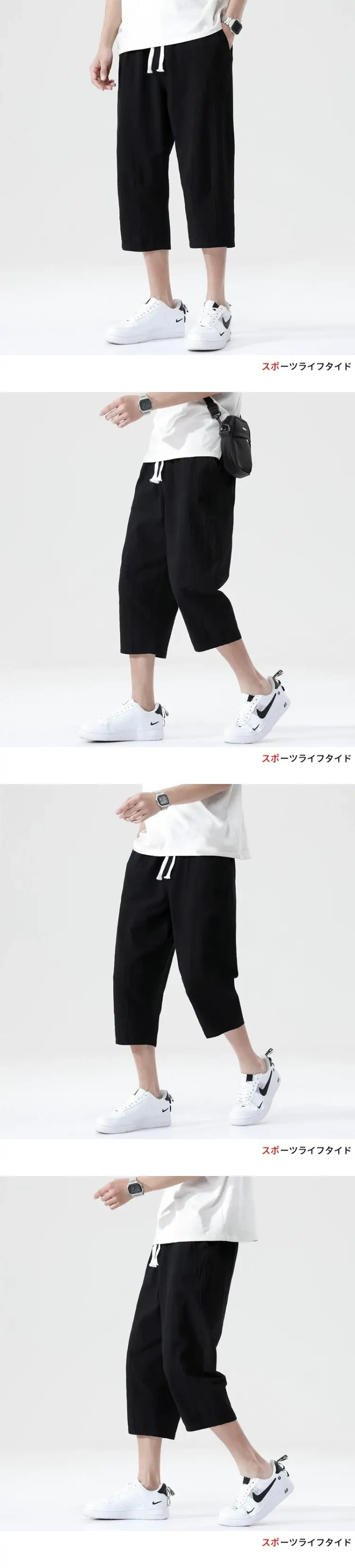 Men Blue Linen Capri Pants Casual Summer Wear — feature 5